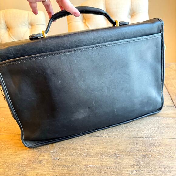 Vintage Coach Lexington Black Leather Briefcase Messenger Bag Turn Lock 5265 - Picture 3 of 16